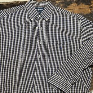 Ralph Lauren Navy and White Multi-Check Button-Down Shirt